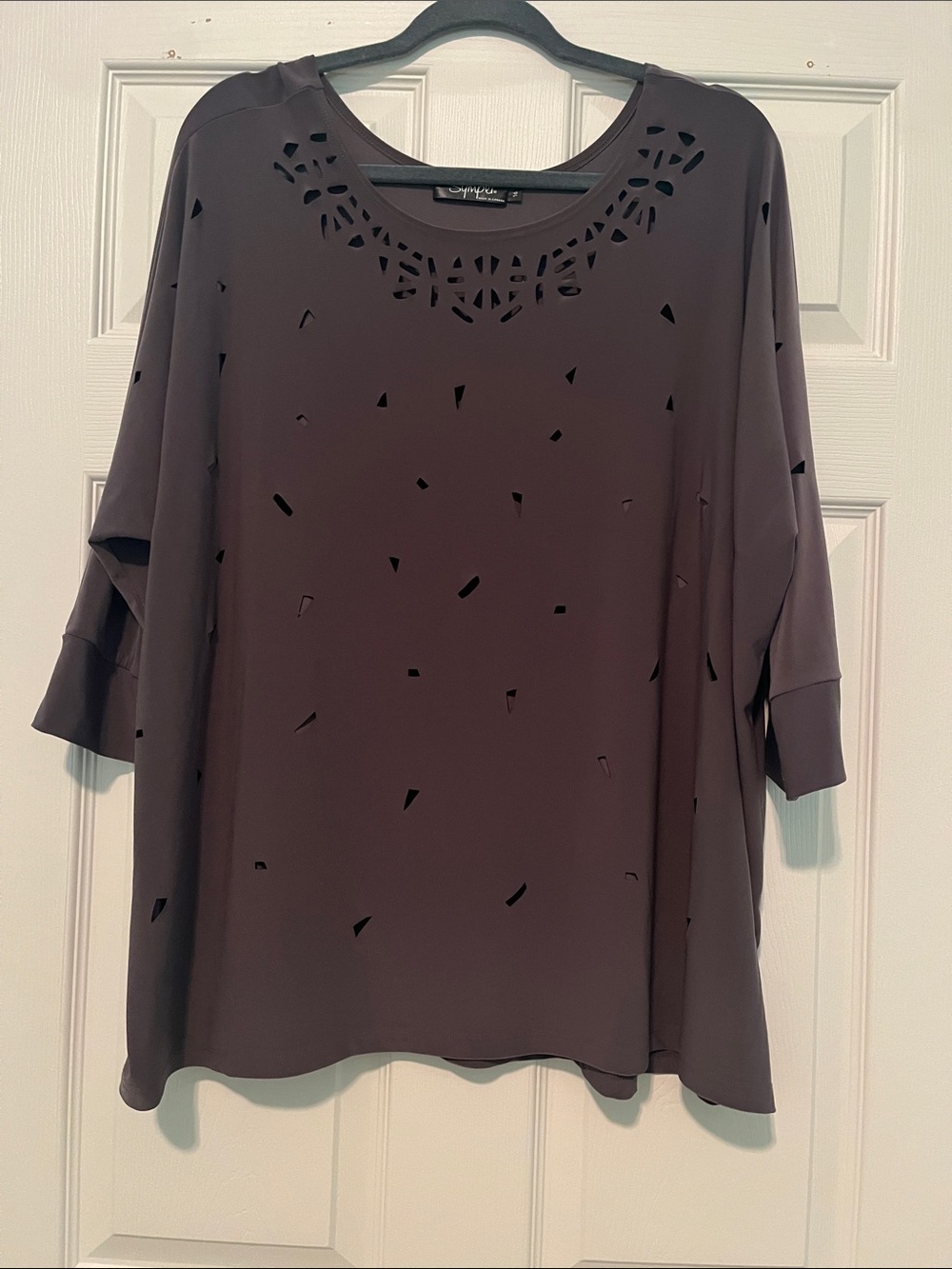 Relaxed Laser-Cut Tunic Top in Gray